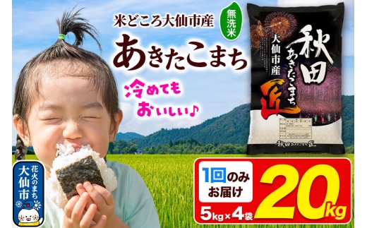 米 あきたこまち【無洗米】20kg（5kg×4袋）秋田県大仙市産 精米 令和7年産 [通算18回 特A 秋田県産 あきたこまち アキタコマチ 秋田こまち 秋田小町 コメ kome 米どころ 5 キロ 小分け ご飯 ごはん 無洗米 サンファーム西木 大仙市]