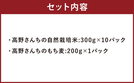 熊本県菊池産 ヒノヒカリ もち麦 セット 計3.2kg 七城物語 高野さんちのもち麦ごはん 自然栽培米