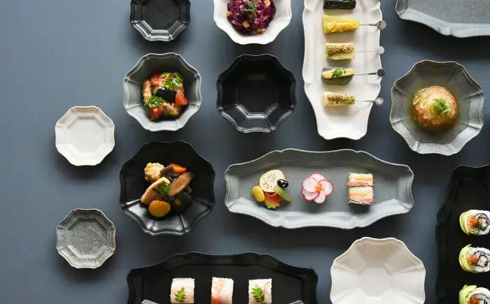【美濃焼】八華 向付 2個セット アイボリー×ブラック【Felice-フェリーチェ-藤田陶器】 食器セット おしゃれ 和 八角[MBX213]