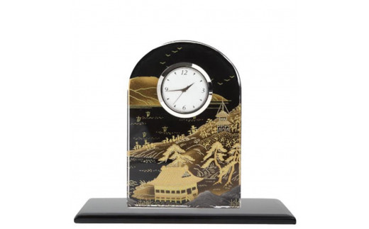 
蒔絵ガラス置き時計　山水
