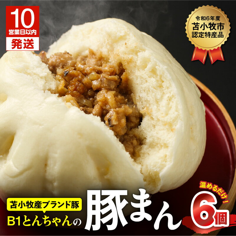 【ふるさと納税】【10営業日以内に発送】 B1とんちゃん の 豚まん 6個 肉まん 中華まん 惣菜 冷凍 B1 とんちゃん 豚肉 加工品 加工食品 人気 ヘルシー 肉汁 簡単 調理 レンジ 便利 高タンパク 個包装 プレジール 北海道 苫小牧市 おすすめ ランキング プレゼント ギフト