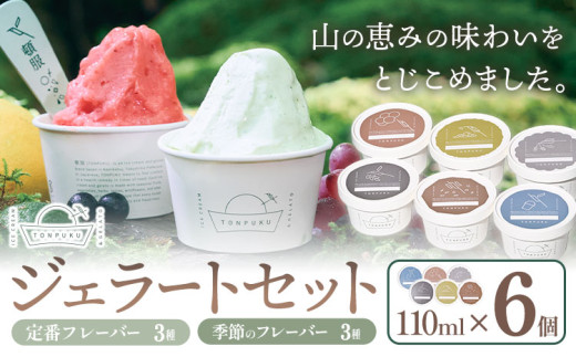 ジェラート 詰め合わせ 110ml × 6個 TONPUKU《90日以内に出荷(土日祝除く)》│ 徳島県 上勝町 ジェラート 冷凍 配送 ゆこう 阿波和三盆 トンカ豆 クロモジ プレゼント ギフト