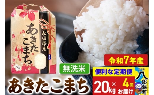 《定期便4ヶ月》【新米】 あきたこまち 20kg【無洗米】令和7年産 秋田県産 こまちライン