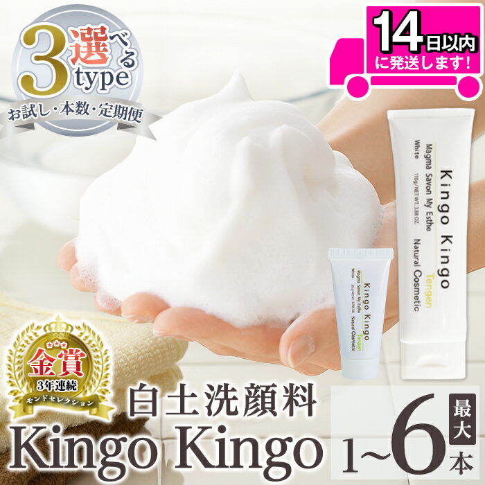 【ふるさと納税】＜容量・定期便が選べる＞白土洗顔料 kingokingo(お試しサイズ・通常サイズ1〜6本泡立てネット付) メール便 サンプル ミニサイズ トライアル スキンケア 泡 濃密泡 もっちり泡 洗顔料 洗顔 洗顔フォーム きんごきんご【てんげん】