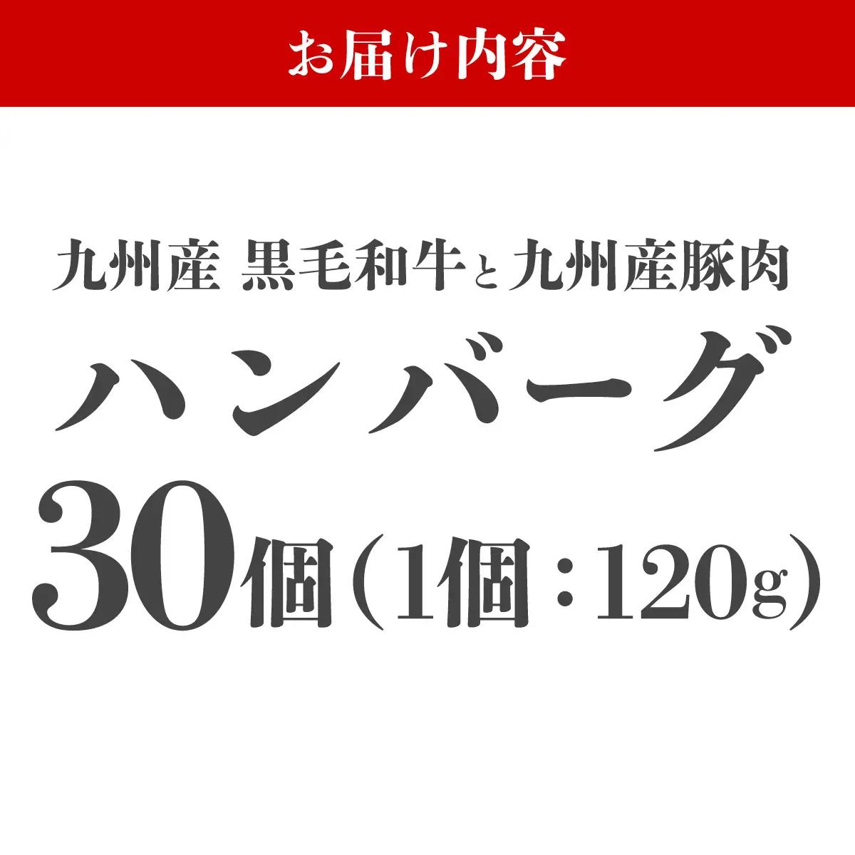 【満足度高】九州産黒毛和牛と九州産豚肉 ハンバーグ 30個セット