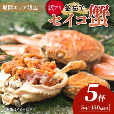 ふるさと納税 京丹後市 【期間エリア限定!訳あり】厳選!逸品! 釜茹で セイコ蟹5杯　冷蔵