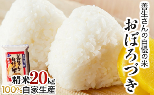＜令和8年産＞お米 おぼろづき 20kg｜『100%自家生産精米』善生さんの自慢の米 北海道 岩見沢市 精米 白米 新米【a104-113】【06135】 20kg