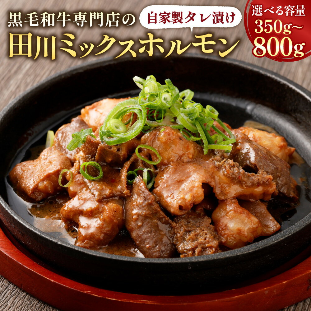 【ふるさと納税】九州産 黒毛和牛専門店の 田川 ミックスホルモン 自家製タレ漬け 〈選べる〉350g×1個 / 650g×1個 / 400g×2個 国産和牛 和牛 和牛ホルモン 牛ホルモン ホルモン ミックスホルモン 焼くだけ 簡単調理 惣菜 冷凍 小分け 国産 九州 福岡県 香春町 送料無料