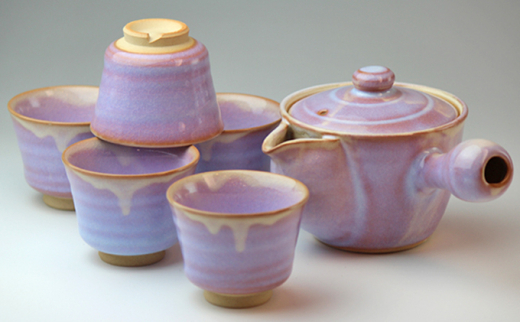 萩焼 萩むらさき朝顔茶器揃