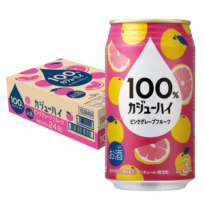【ふるさと納税】100％カジューハイピンクグレープフルーツ 340ml × 24本 | 缶チューハイ 缶酎ハイ ピンクグレープフルーツ3％ カロリー低い 喉越し 爽快 爽やか 洋酒 人気 酎ハイ サワ