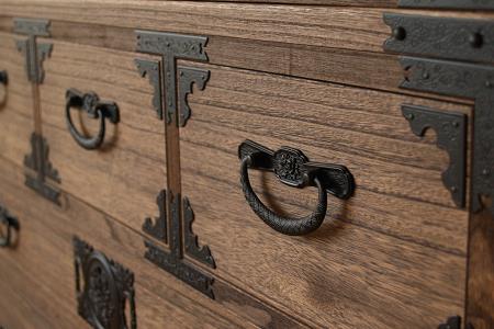 桐たんす 民芸タンス 牡丹6段：C422-001