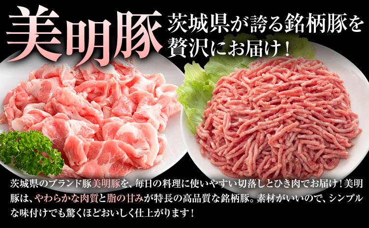 美明豚 切落し ひき肉 各 500g × 2パック 計2kg 4パック (茨城県共通返礼品：茨城県産) ワークミート《30日以内に出荷予定(土日祝除く)》茨城県 河内町 SPF豚 びめいとん 部位 ひ