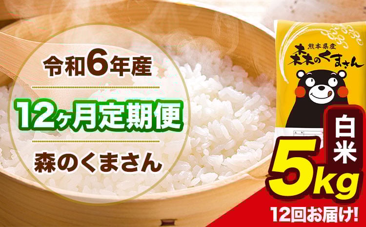 
            令和6年産 森のくまさん 【12ヶ月定期便】 白米 《お申し込み月の翌月から出荷開始》 5kg (5kg×1袋) 計12回お届け 熊本県産 単一原料米 森くま 熊本県 玉東町
          