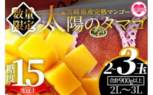 【先行予約】【期間数量限定】2026年5月より順次発送＜宮崎県産完熟マンゴー 太陽のタマゴ＞ 2L～3L(2～3玉入り)合計900g以上 国産 宮崎 マンゴー 完熟 旬 果物 フルーツ セット 等級A 階級2L〜3L 冷蔵配送 果実【B-0606-yk-x1】【みまたんよかもん協同組合】【ふるさと納税】