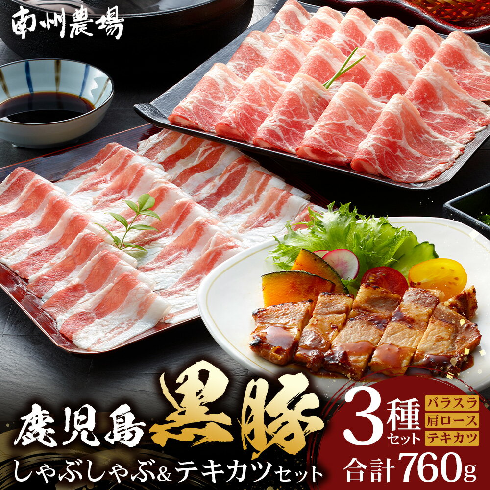 【ふるさと納税】鹿児島 黒豚 豚肉 しゃぶしゃぶ ＆ テキカツ セット ( 肩 ロース 200g×1 バラ肉 200g×1 ロースかつ 90g×4 )