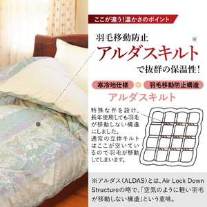 羽毛移動防止特殊構造 ホワイトグースダウン90％ 羽毛増量タイプ 掛け布団 360dp シングル ピンク