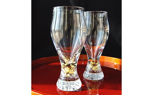 ペアグラス「光の滴」＜ガラス作家 池本美和＞ 吹きガラス 硝子 ガラス ペア グラス 池本美和 ビール ワイン お酒 贈り物 ギフト  工芸品 F6L-518