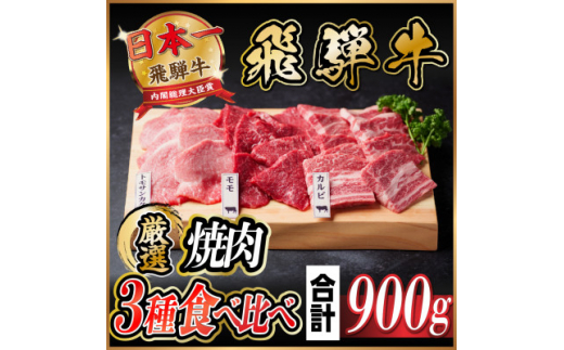 飛騨牛　焼肉厳選3種食べ比べセット(カルビ・トモサンカク・モモ)　約900g【1531175】