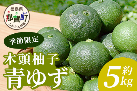 【先行受付・期間限定】徳島県那賀町産 木頭ゆず 青ゆず 5Kg (約60個) 【8月下旬頃より発送】徳島 木頭地区 栽培期間中農薬・化学肥料不使用 柚子 ユズ 青柚子 黄金の村 国産 新鮮 薬味 柑橘 産地直送 OM-137