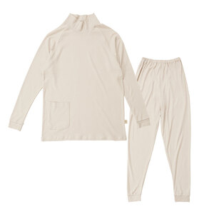 moun　プルオーバー　レディースパジャマ　綿モダール　日本製　Lサイズ（ベージュ、ブラウン、ブルー） ベージュ