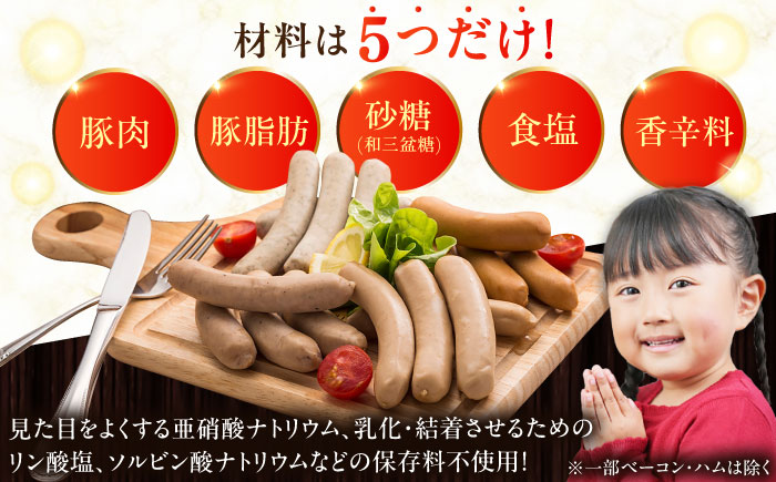 【全12回定期便】【結着剤・発色剤・保存料不使用】 放牧豚 ソーセージセット（ソーセージ5種）《厚真町》【ファーマーズファクトリー株式会社】 ソーセージ ウインナー チョリソー 粗挽き 冷凍配送 セッ
