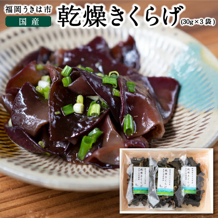 【ふるさと納税】 乾燥きくらげ 30g×3袋 うきはきくらげ研究会 きくらげ 常温 送料無料 福岡県 うきは市