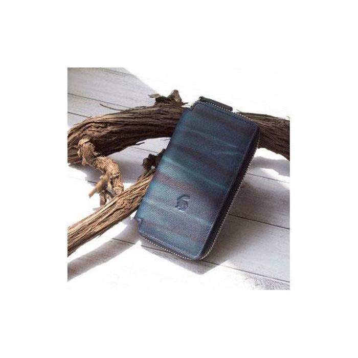 【ふるさと納税】本革 藍染め 絞り財布 Indigo-W409 | 革 革製品 日本製 財布 カードケース ギフト 贈答 プレゼント メンズ レディース かわ ケース 徳島 人気 おすすめ 送料無料