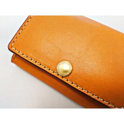 ふるさと納税 藤沢市 本革栃木レザー使用 名刺入れ　SNAKERオリジナルホック付　キャメル