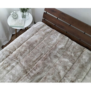 ＜ダブル＞備長炭混わた入り　フェイクファー敷パッド＜ベージュ＞　BFP-14W-BE