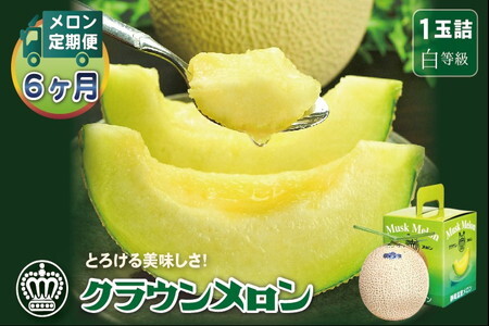【毎月定期便】クラウンメロン(白等級) 1玉 全6回 6206