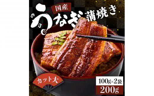 国産うなぎカット大 合計200g（100g×2袋）《着日指定可能》ウナギ 鰻 高知県 東洋町 四国 お取り寄せ 家庭用 自宅用 贈り物 ギフト タレ・山椒付き うな重 鰻丼 うな丼 うな茶漬け 【送料無料】U009