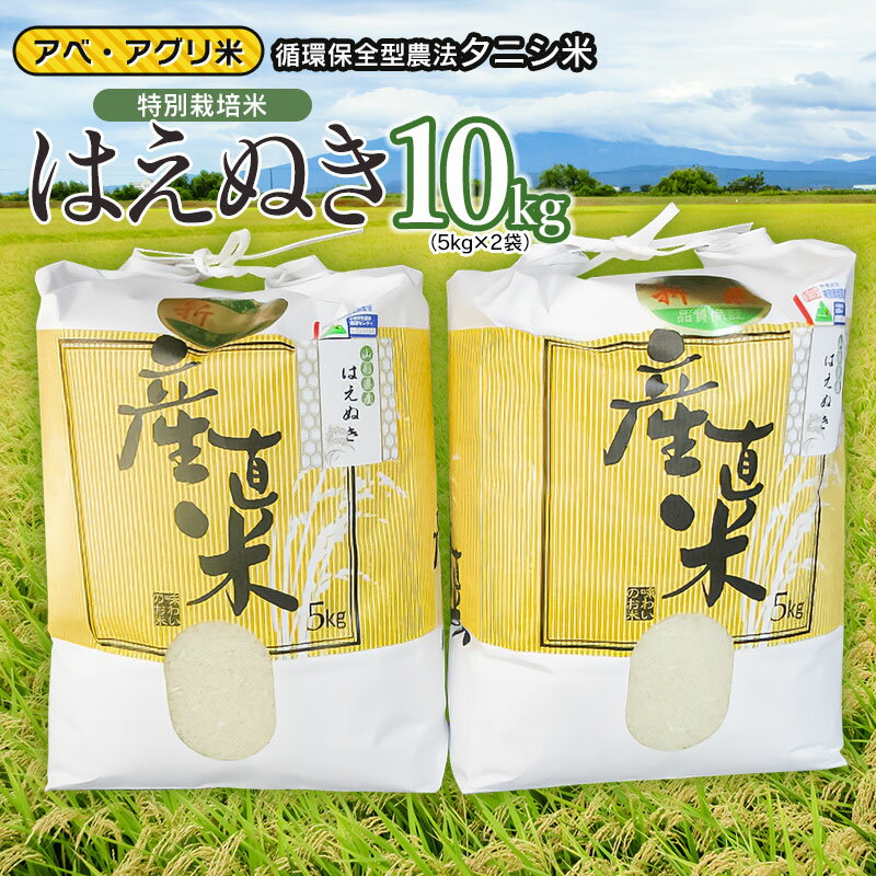 【ふるさと納税】令和7年産 特別栽培米 はえぬき（タニシ米）10kg（5kg×2袋）　山形県鶴岡産　アベ・アグリ米