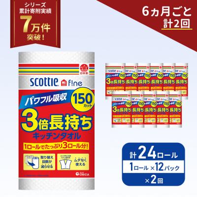 ふるさと納税 岩沼市 定期便 キッチンペーパー 12P入 キッチンタオル スコッティ《計2回》[No.5704-1094]