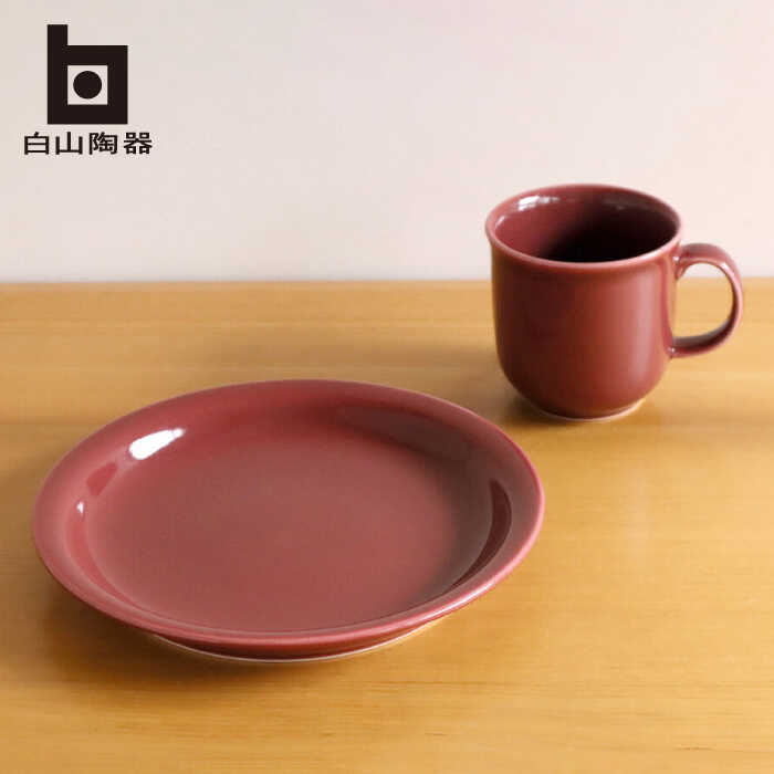 【ふるさと納税】【白山陶器】【ボールド】プレート(M)とマグ ボルドー【波佐見焼】[TA191]