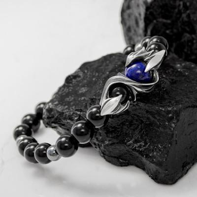 ふるさと納税 神戸市 パワーストーン×シルバーブレス Sサイズ ラピスラズリ オニキス 天然石 神戸市 DJ-032S |  | 01