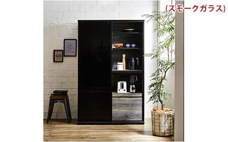 【開梱設置】引き戸キッチンボード 食器棚 ポエム 幅113.5 2枚扉（ミスト・クリア・スモークガラス） ブルックリン レンジ台 家具