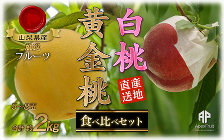 5-113 南アルプス市産　桃と黄金桃の食べ比べセット　約2kg（5～8玉)