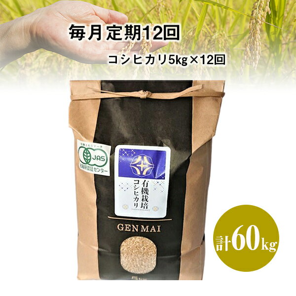 【ふるさと納税】《 新米先行予約 》定期便 12ヶ月 令和7年産 新米 有機栽培 コシヒカリ 5kg 選べる 玄米 精米 お米 ご飯 ごはん コメ 岩手県 一関市