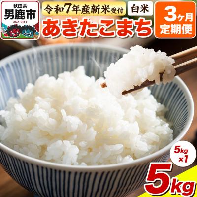 ふるさと納税 男鹿市 先行受付《定期便3ヶ月》【白米】あきたこまち 5kg|23_bla-040503