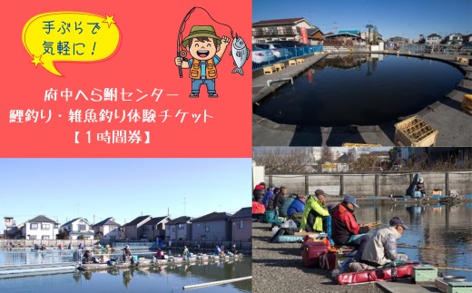 
                  手ぶらで気軽に！府中へら鮒センター/鯉釣り・雑魚釣り体験チケット【１時間券】					
                