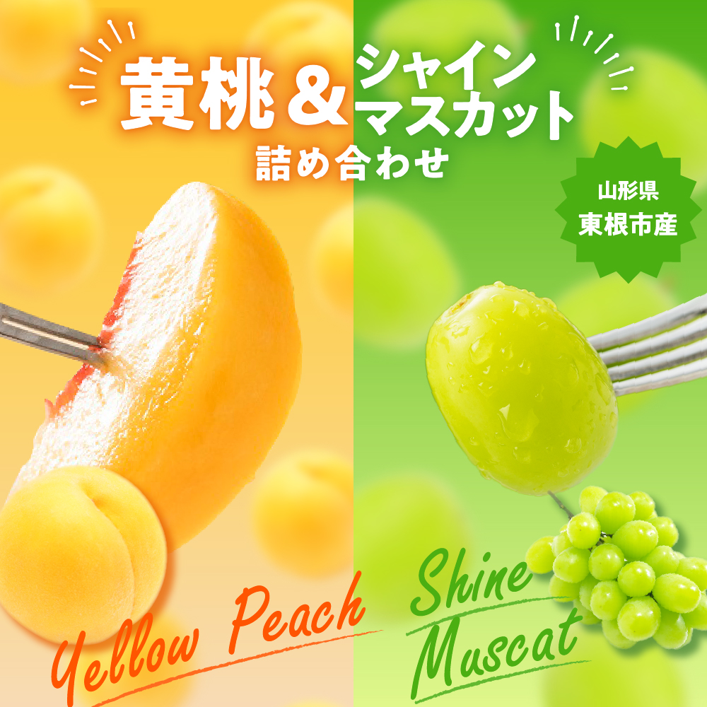 【2025年 先行予約】 東根市産 有袋黄桃【品種おまかせ】秀品＆シャインマスカット詰め合わせ3kg 山形県 東根市 　hi027-165-2_イメージ2