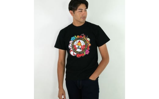 沖縄市 マンホールTシャツ エイ坊 (黒 / Mサイズ) Tシャツ 半袖 キャラクター メンズ レディース 沖縄市 黒色 沖縄市/株式会社TAK JAPAN [BCDK002-02]