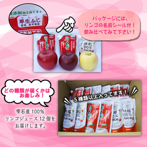 雫石町産 味比べ リンゴジュース 200g×12本（5種類以上）／果汁100％  あさぬまリンゴ園