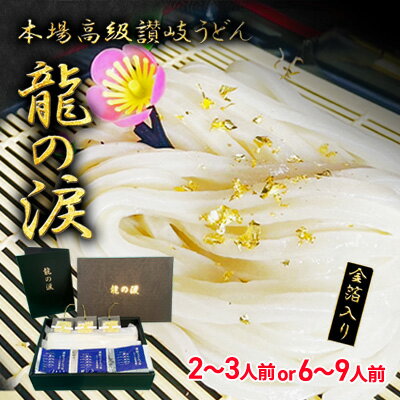 【ふるさと納税】 金箔入りうどん 龍の涙 選べる 2-3人前 6-9人前 だし 讃岐うどん 半生うどん かけ 厳選 小麦粉 保存料不使用 讃岐 さぬき 出汁 だし 手打ち 金箔 包丁切り 太麺 麺 麺類 コシ 国産 高級 贈り物 ギフト 贈答 麺類 箱入り 常温 めんつゆ 香川県 丸亀市
