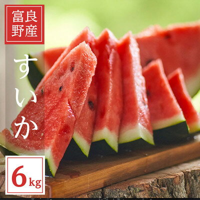【ふるさと納税】ふらのスイカ　2Lサイズ(6kg)　1玉_ スイカ 西瓜 すいか フルーツ くだもの 果物 ふるーつ 青果 北海道 富良野 ふらのスイカ 産直 産地直送 甘い 高糖度 贈答 ギフト 冷蔵 季節限定 人気 【配送不可地域：離島】【1521088】
