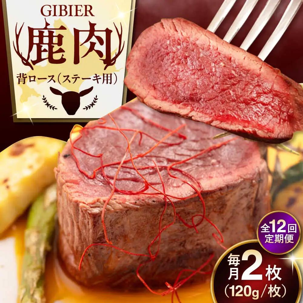 【全12回定期便】鹿肉 背ロース 2枚  ジビエ 赤身 冷凍配送 [AJAO070]
