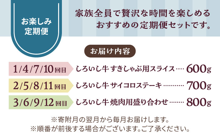 【牧場直送】【12回定期便】しろいし牛 家族向け お楽しみ 定期便（プレミアムコース）【有限会社佐賀セントラル牧場】 [IAH214]