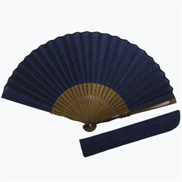 小千谷縮扇子(紺) 7寸(約21cm) 小千谷織物同業協同組合 【0002-0207SV02-01】