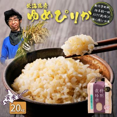 ふるさと納税 羽幌町 【2025年産】北海道産 特別栽培米 ゆめぴりか 玄米 20kg【25175】