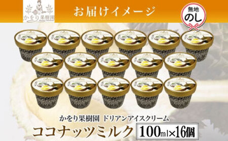 無地熨斗 ドリアン ココナッツ アイスクリーム 100ml 16個 セット 濃厚 ココナッツミルク カップアイス スイーツ お菓子 ソフトクリーム おやつ デザート ご当地アイスセット 詰め合わせ お